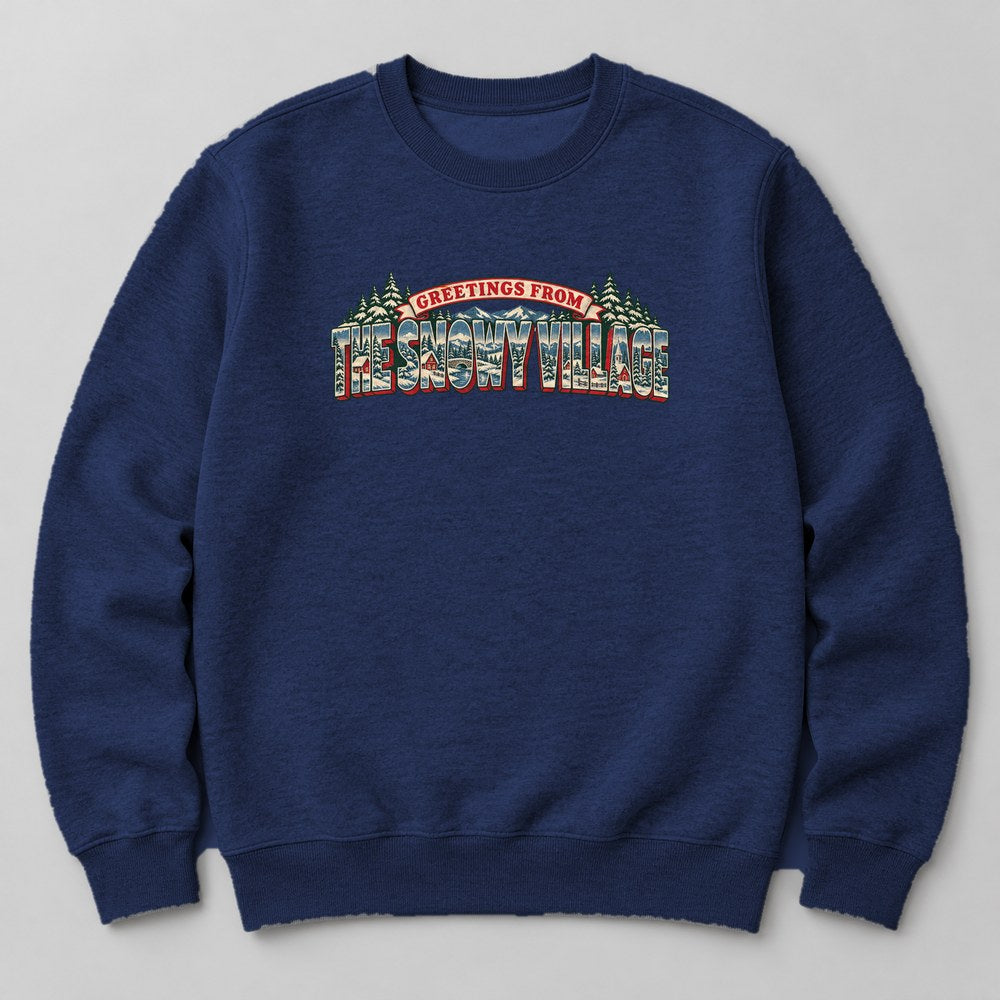 Greetings From the Snowy Village Sweatshirt in Navy