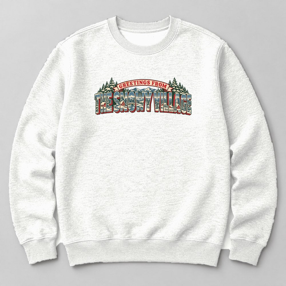 Greetings From the Snowy Village Sweatshirt in White