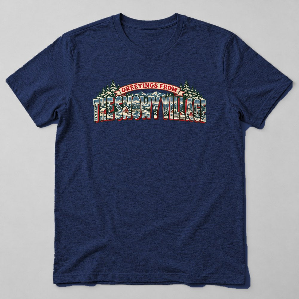 Greetings From the Snowy Village T-Shirt in Navy