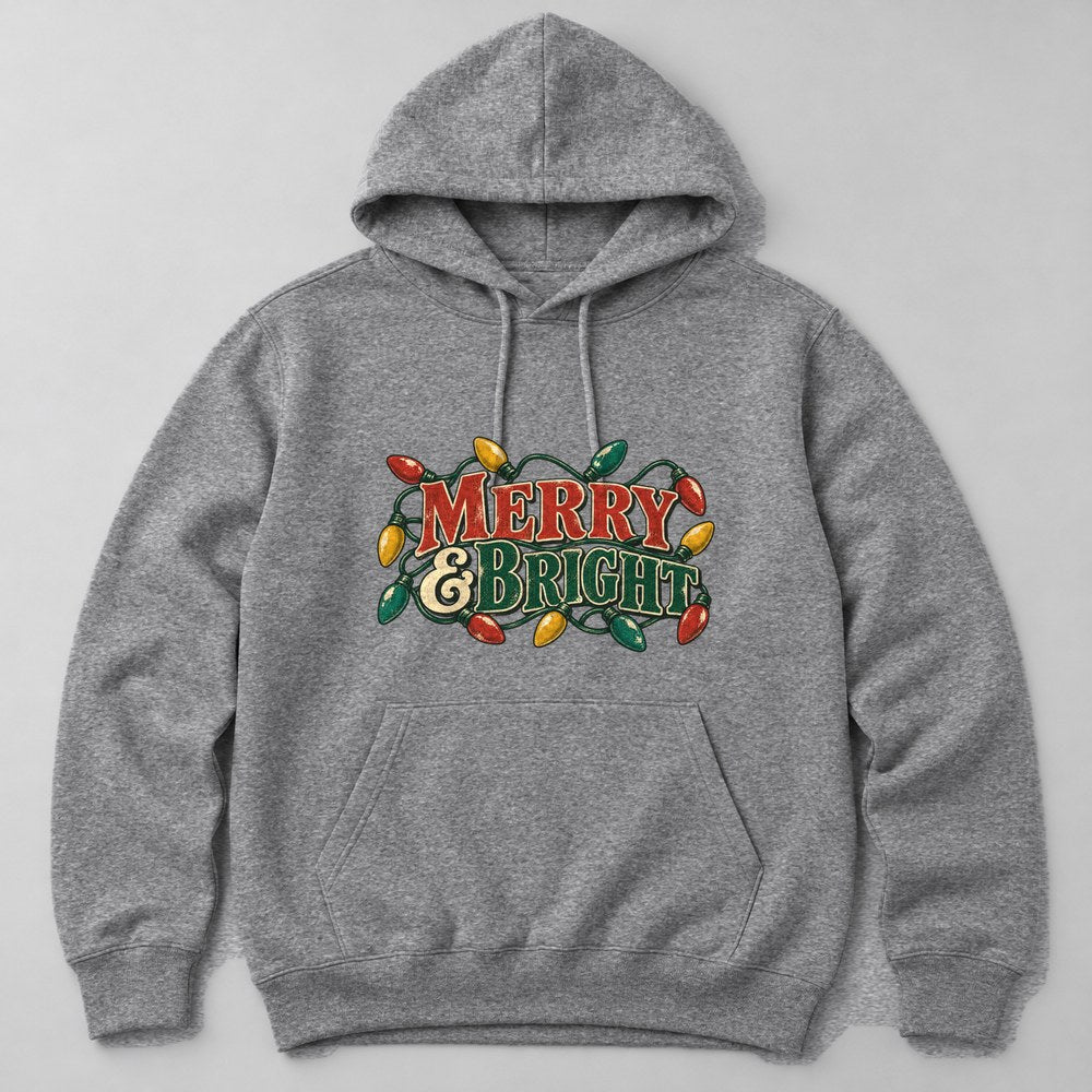 Merry & Bright Hoodie in Heather Grey