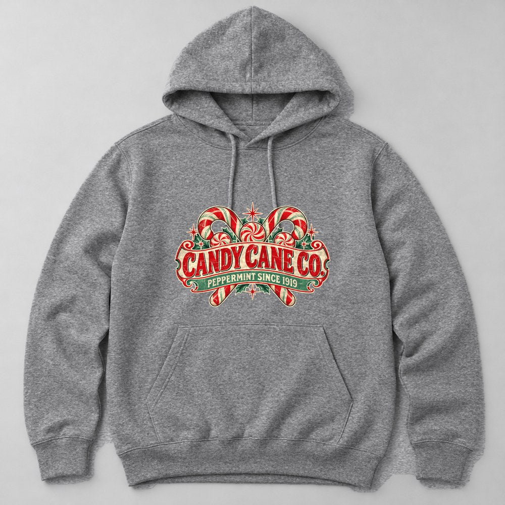 Candy Cane Co. Peppermint Since 1919 Hoodie in Heather Grey