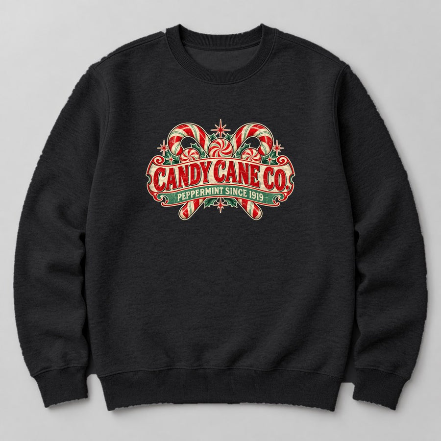 Candy Cane Co. Peppermint Since 1919 Sweatshirt in Black