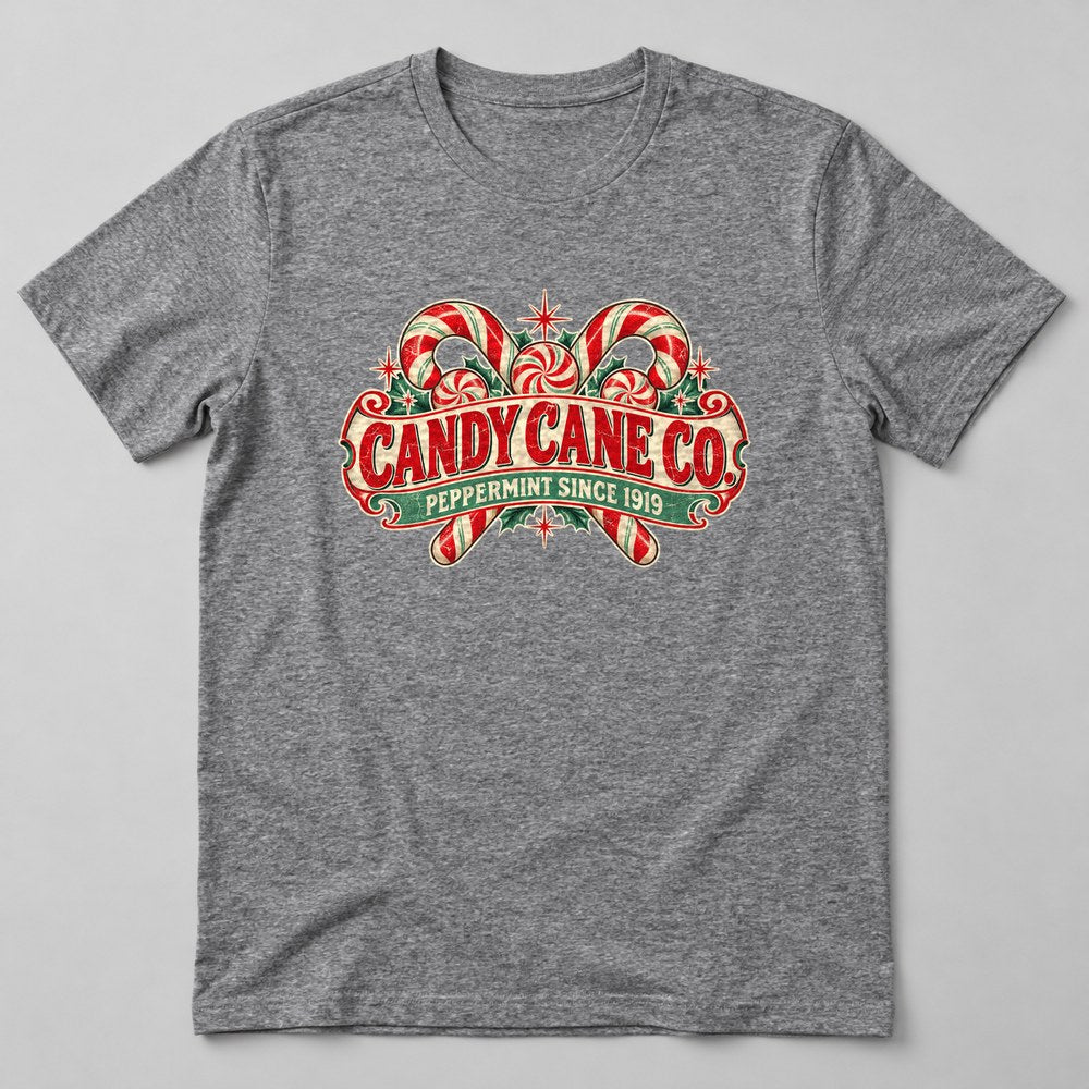 Candy Cane Co. Peppermint Since 1919 T-Shirt in Heather Grey