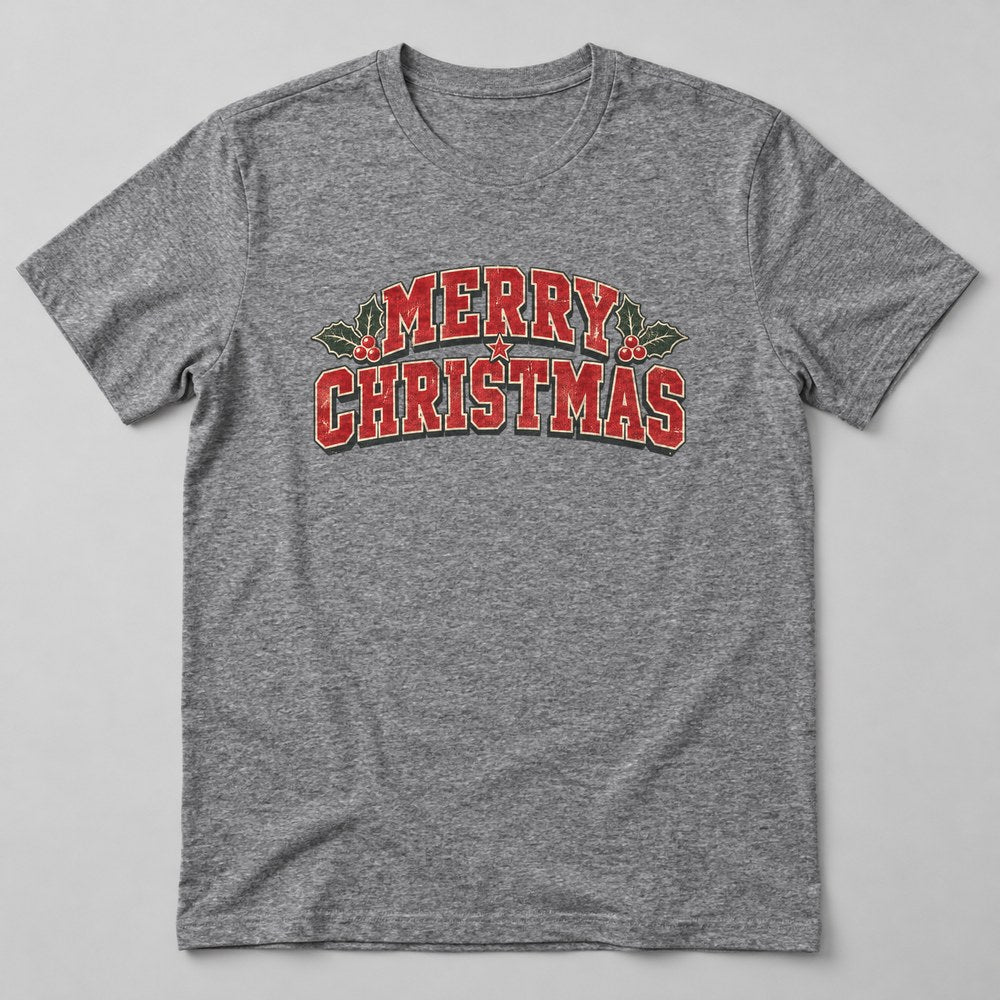 Merry Christmas T-Shirt in Heather Grey