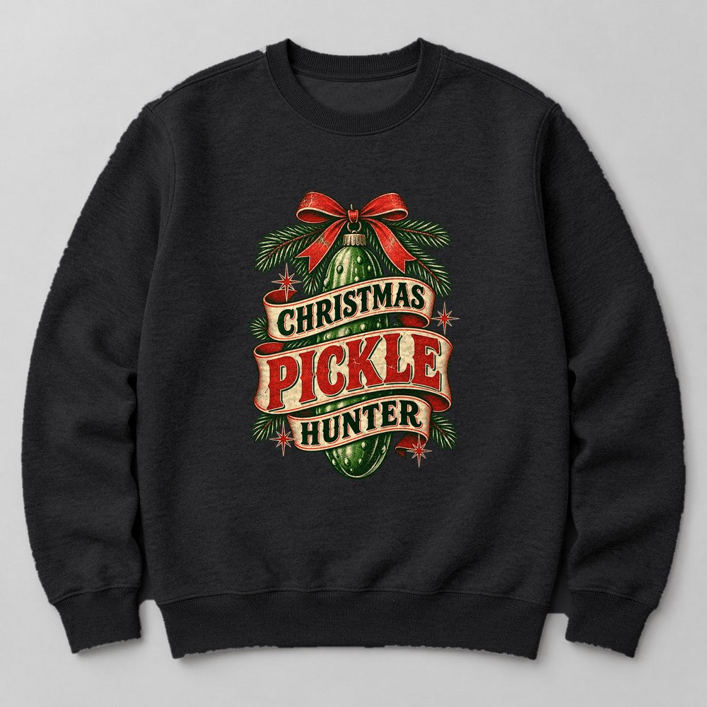 Christmas Pickle Hunter Sweatshirt in Black