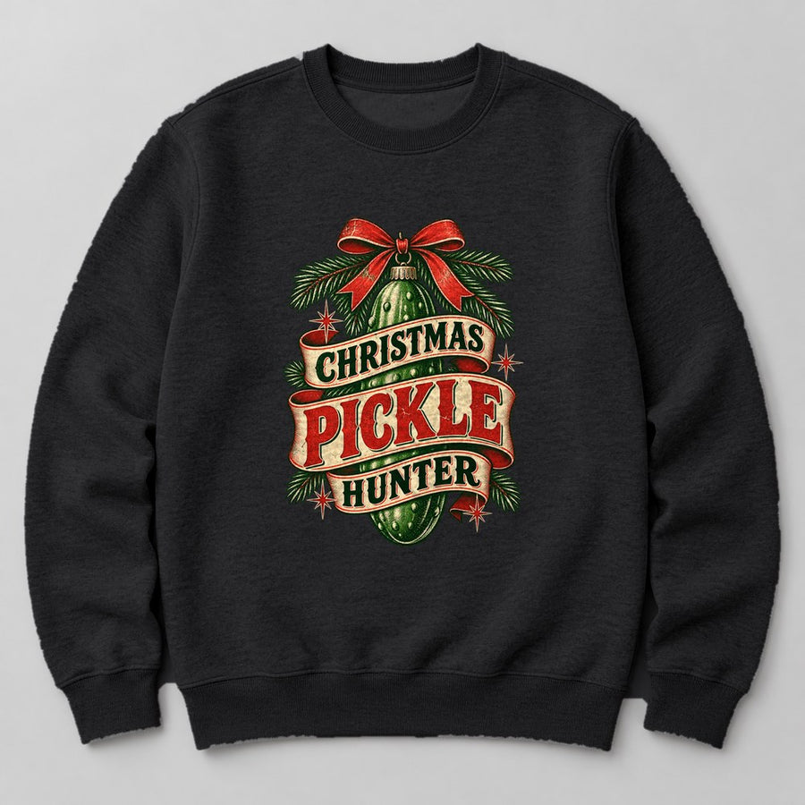 Christmas Pickle Hunter Sweatshirt in Black