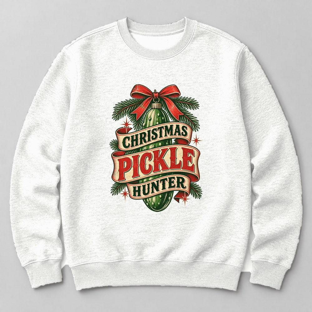 Christmas Pickle Hunter Sweatshirt in White