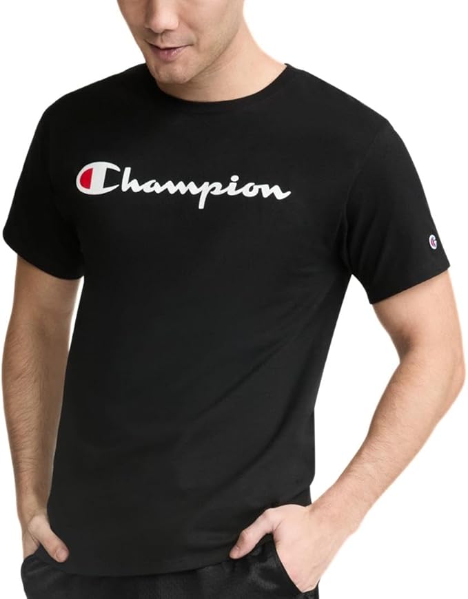 Champion Men's Classic Script Graphic Short Sleeve T-Shirt, Standard Fit, Script Logo