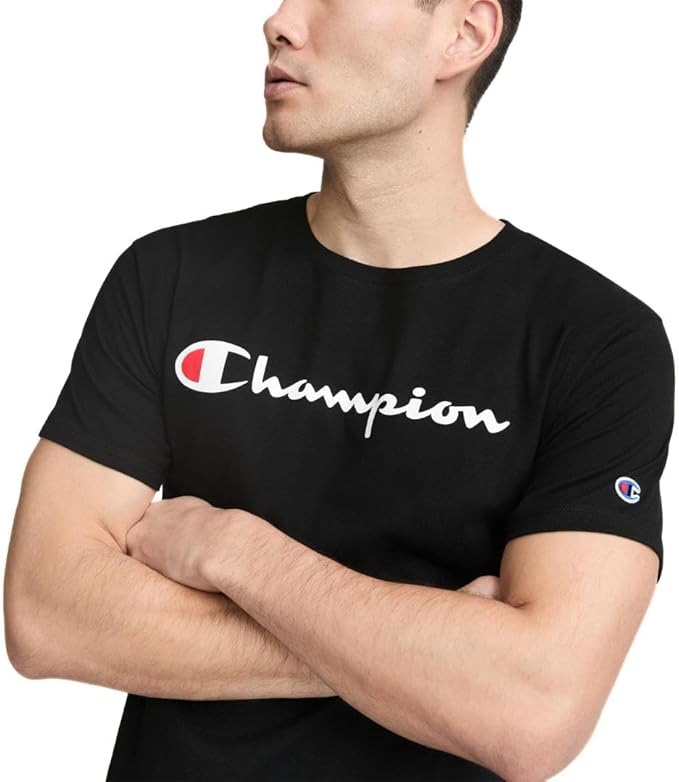 Champion Men's Classic Script Graphic Short Sleeve T-Shirt, Standard Fit, Script Logo