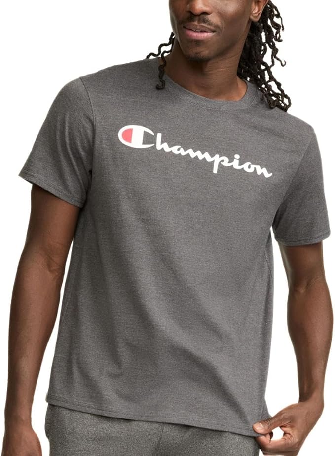 Champion Men's Classic Script Graphic Short Sleeve T-Shirt, Standard Fit, Script Logo