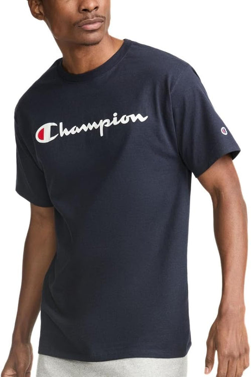 Champion Men's Classic Script Graphic Short Sleeve T-Shirt, Standard Fit, Script Logo