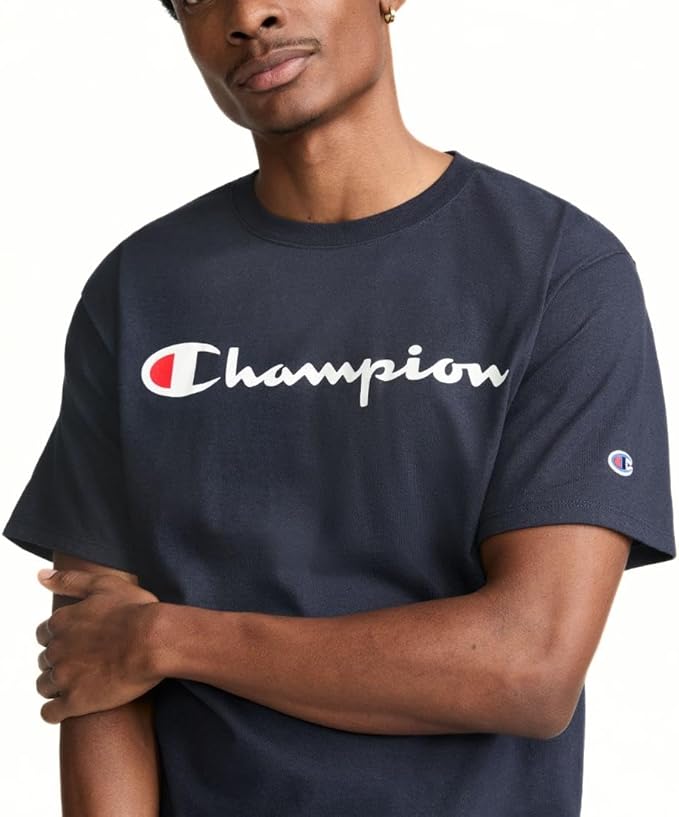 Champion Men's Classic Script Graphic Short Sleeve T-Shirt, Standard Fit, Script Logo