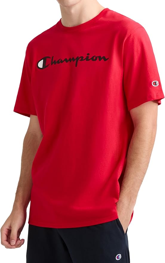 Champion Men's Classic Script Graphic Short Sleeve T-Shirt, Standard Fit, Script Logo