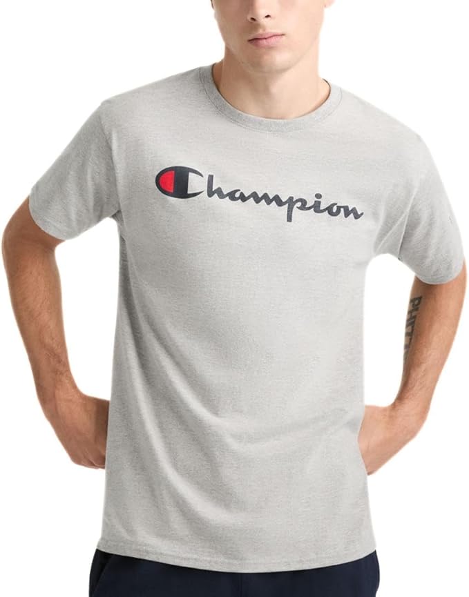 Champion Men's Classic Script Graphic Short Sleeve T-Shirt, Standard Fit, Script Logo