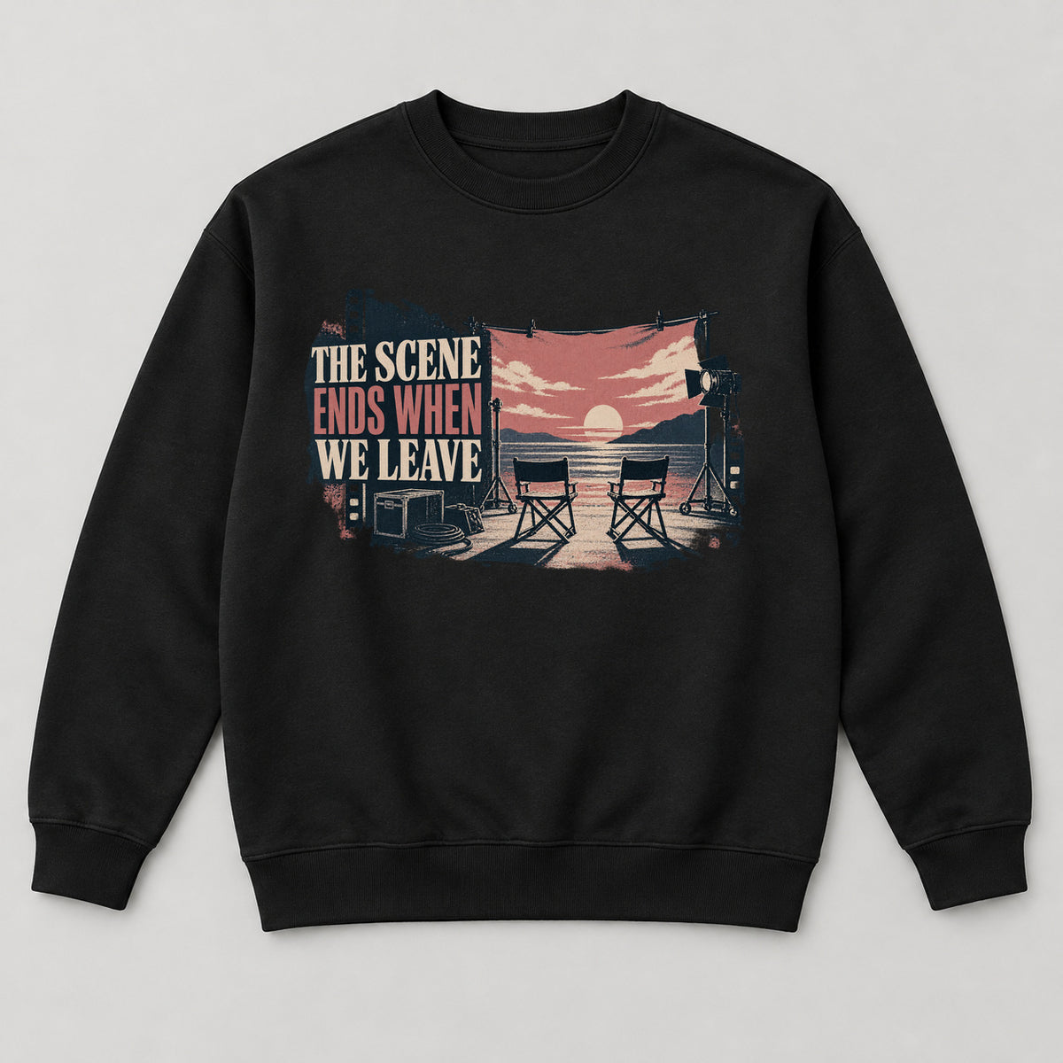 The Unfinished Scene Sweatshirt — black front garment mockup