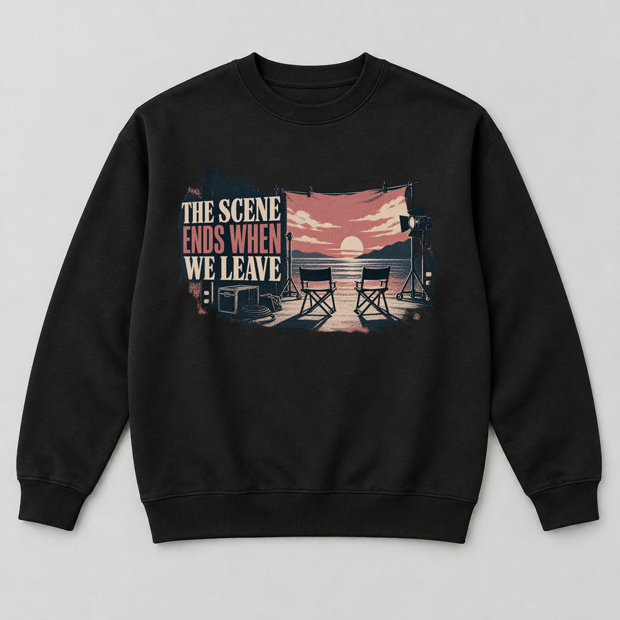 The Unfinished Scene Sweatshirt — black front garment mockup