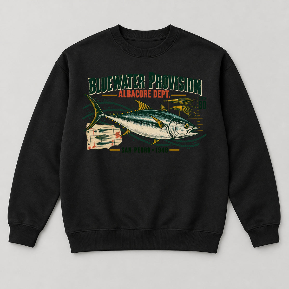 Bluewater Provision Sweatshirt — black front garment mockup