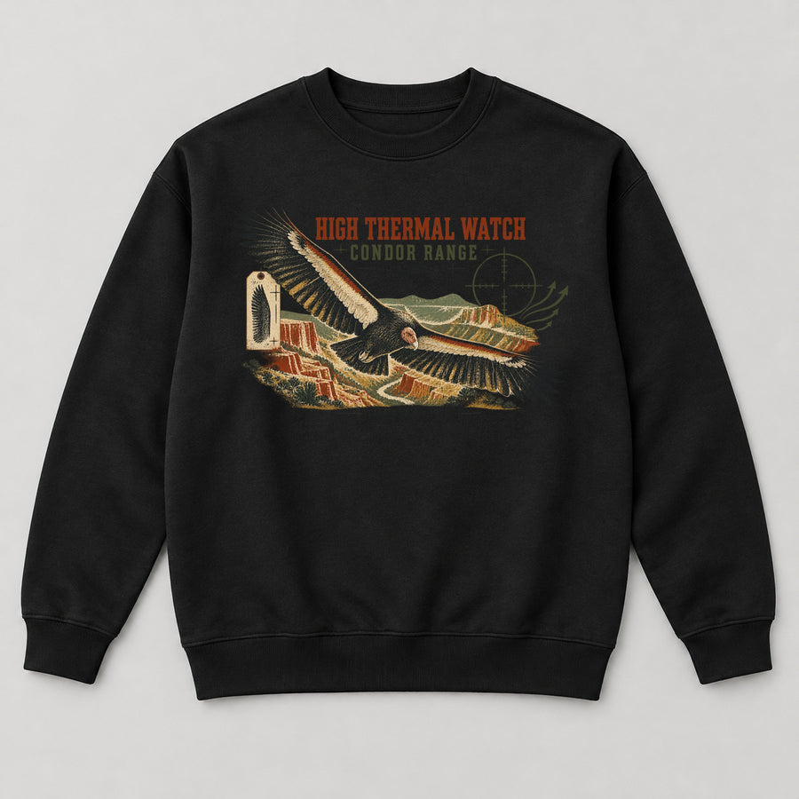 High Thermal Watch Sweatshirt — black front garment mockup