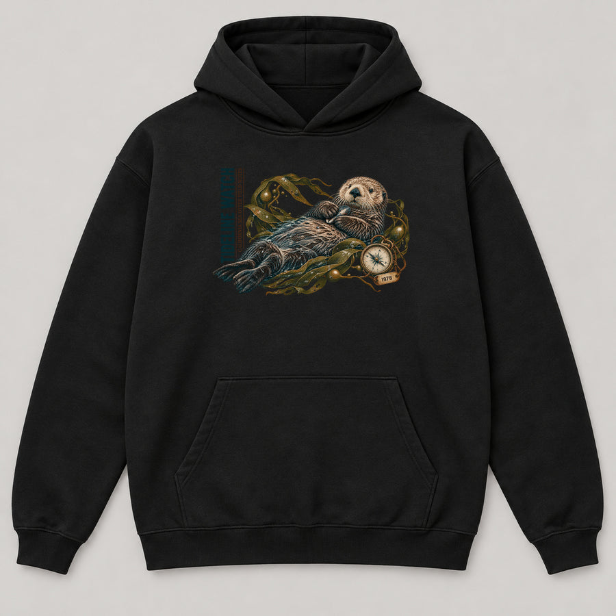 Tideline Watch Hoodie — black front garment mockup