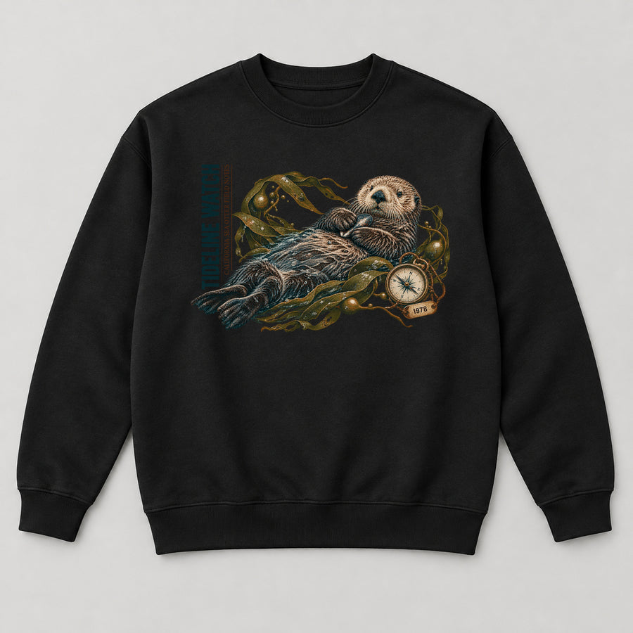 Tideline Watch Sweatshirt — black front garment mockup
