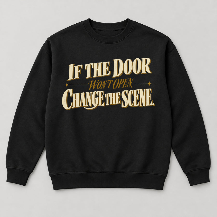 Change the Scene Sweatshirt — black front garment mockup