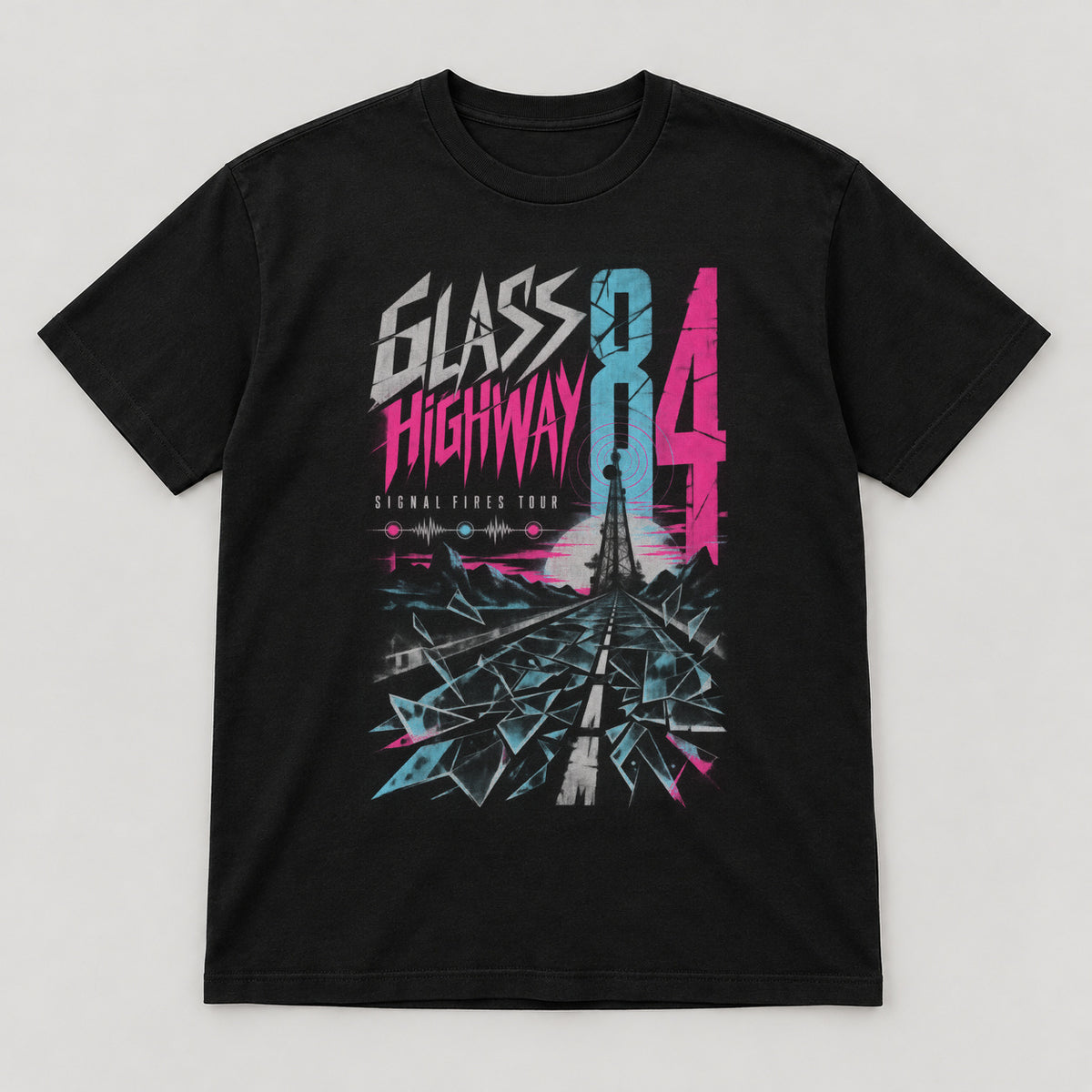 Glass Highway T-Shirt — black front garment mockup