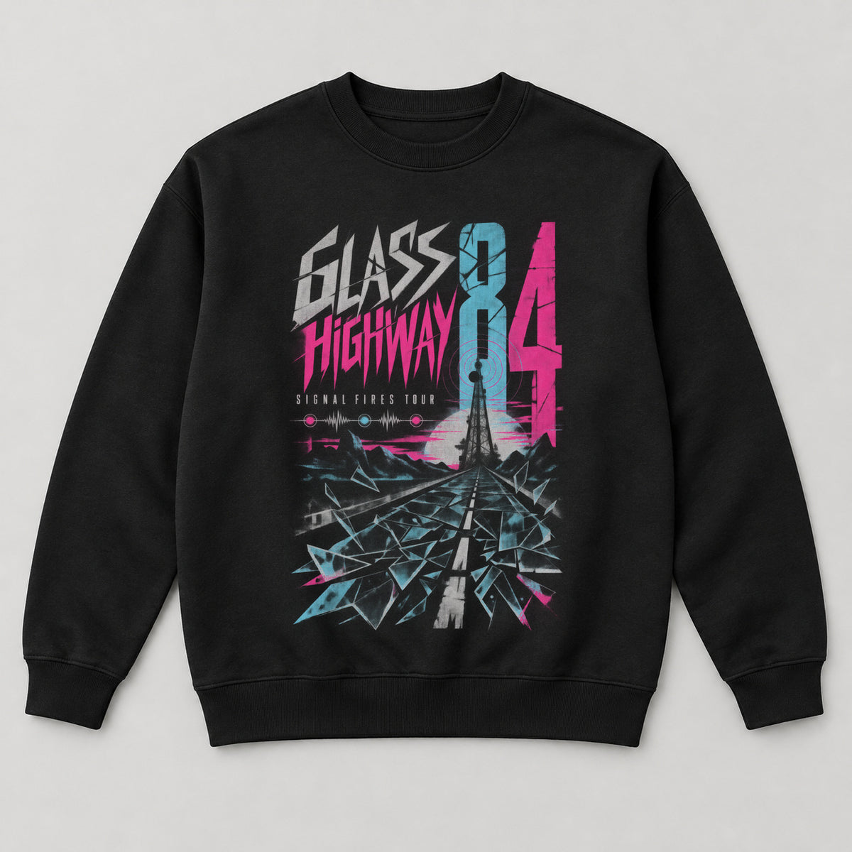 Glass Highway Sweatshirt — black front garment mockup