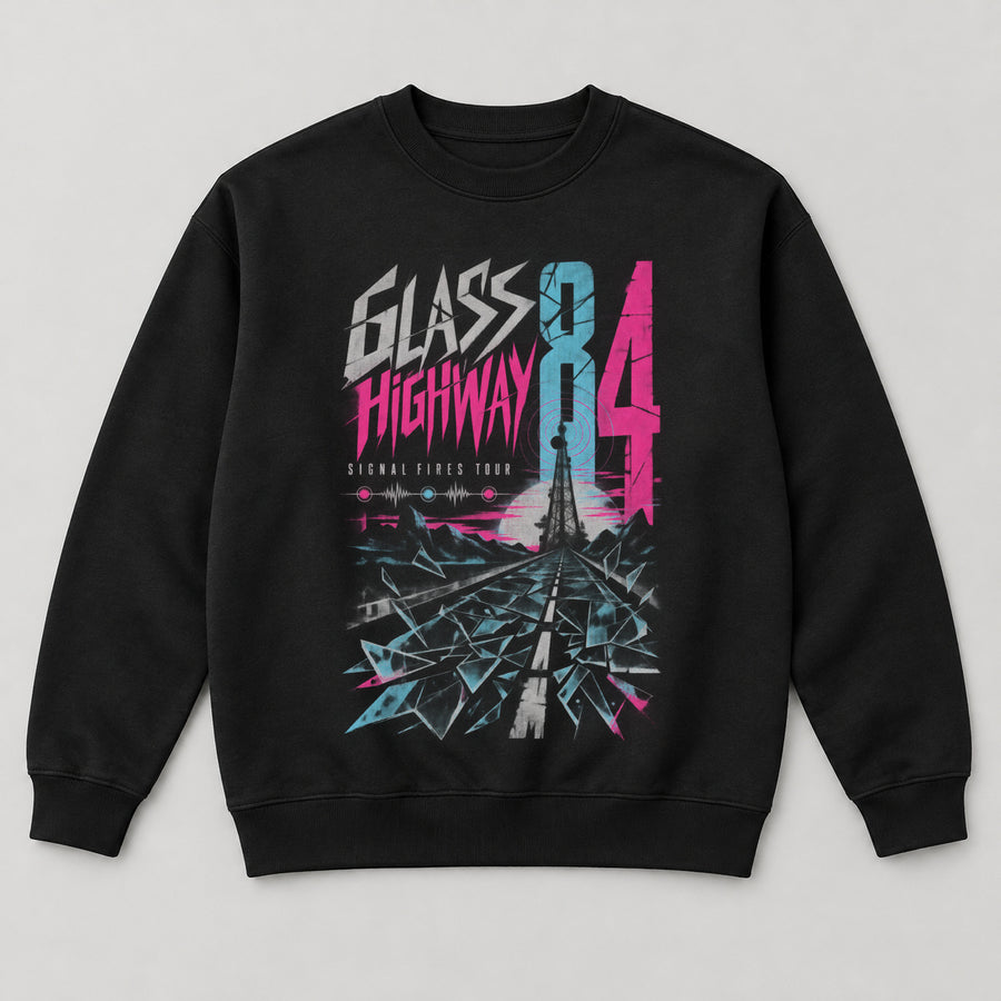 Glass Highway Sweatshirt — black front garment mockup