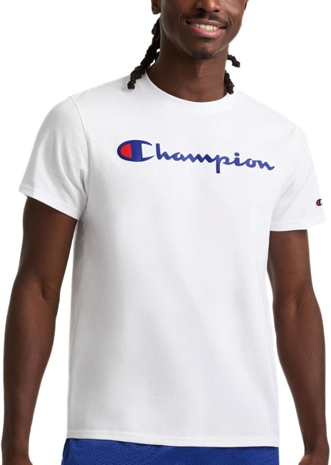 Champion Men's Classic Script Graphic Short Sleeve T-Shirt, Standard Fit, Script Logo